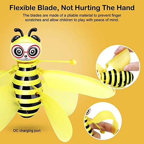 SALNIER Flying Ball Toys, Bee Flying RC Toy for Kids Boys Girls Gifts Rechargeable Light Up Drone Infrared Induction Helicopter with Remote Controller for Indoor and Outdoor Games