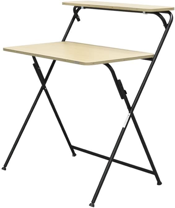 SOFSYS Modern Folding Desk for Small Space, Computer Gaming, Writing, Student and Home Office Organization, Industrial Metal Frame with Premium Desktop Surfaces, Oak/Black