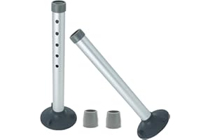 Universal Foot Tube and Suction Cup Tips for Toilet Safety Rail, Shower Chair, and Bath Bench - 5 Adjustable Heights, Replace