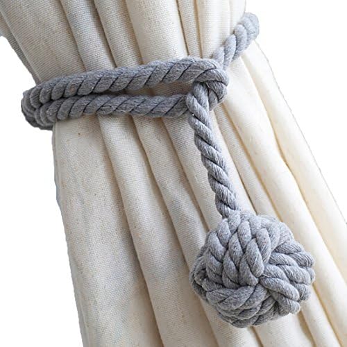 LissomPlume Hand Knitting Curtain Rope Clips Holder Holdbacks Tieback with Single Ball