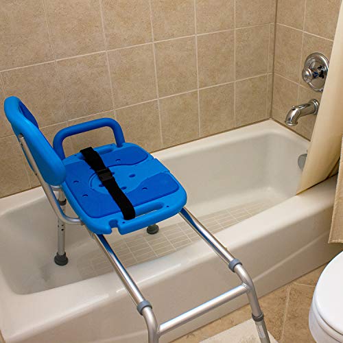 Sliding Shower Chair HydroGlyde Premium Heavy Duty, Padded Bathtub Transfer Bench with Cut Out