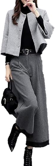 Amazon Co Jp レディース 上下セット グレー シンプル フォーマルスーツ ジャケット パンツ 2点セット 通勤 パーティ 秋冬 レディース ミリタリージャケット ロングコート ブルゾン 軽量 トレンチコート スプリングコート ファッション あか お呼ばれ かける くびれ