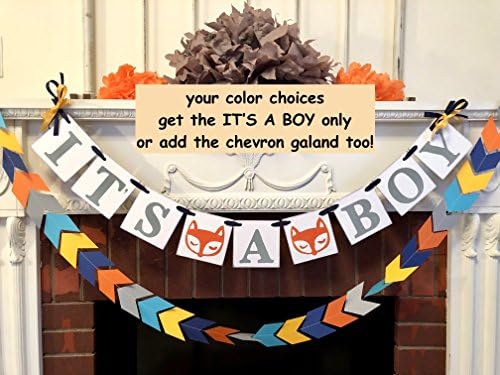 Grey Woodland fox baby shower decorations - tribal baby shower - it's a boy banner- fox baby shower decorations