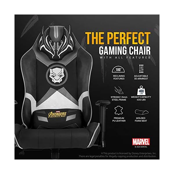 Silla Gamer Marvel Avengers Black Panther, Eco Cuero C/ Apoya Pies - Imagen 3