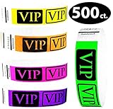 Goldistock 3/4" Tyvek Wristbands VIP- 500 Ct. Variety Pack B- 100/Color: Neon Green, Neon Yellow, Neon Pink, Neon Orange, Neon Purple
