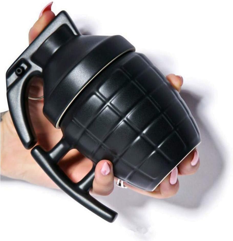 MonLiya Hand Grenade Style Coffee Mug with Cover Office Ceramic Tea Cups 9.5 OZ Insulated Home Milk Drinkware Mugs with Lid Couples Prank Water Bottles Creative Christmas Birthday Gift