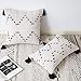 OJIA Farmhouse Black and Cream Lumbar Pillow Cover, 12 x 20 Decorative Throw Pillow Case Tribal Geometric Tufted Tassels Woven Cushion Cover Accent Neutral Collection for Sofa Couch Living Room
