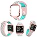 Fitbit Blaze Bands Small, JAKPAS Silicone Replacement Sport Band with Rose Gold Frame for Fitbit Blaze Smart Fitness Watch (Pink/Bright Green)