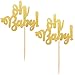 24-Pack Baby Cupcake Toppers, Gold Oh Baby Cake Toppers for Baby Shower Party Decorations