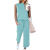 CHICZONE Two Piece Summer Sets for Women Casual Travel Vacation Outfits Wide Leg Crop Pants Lounge Sets