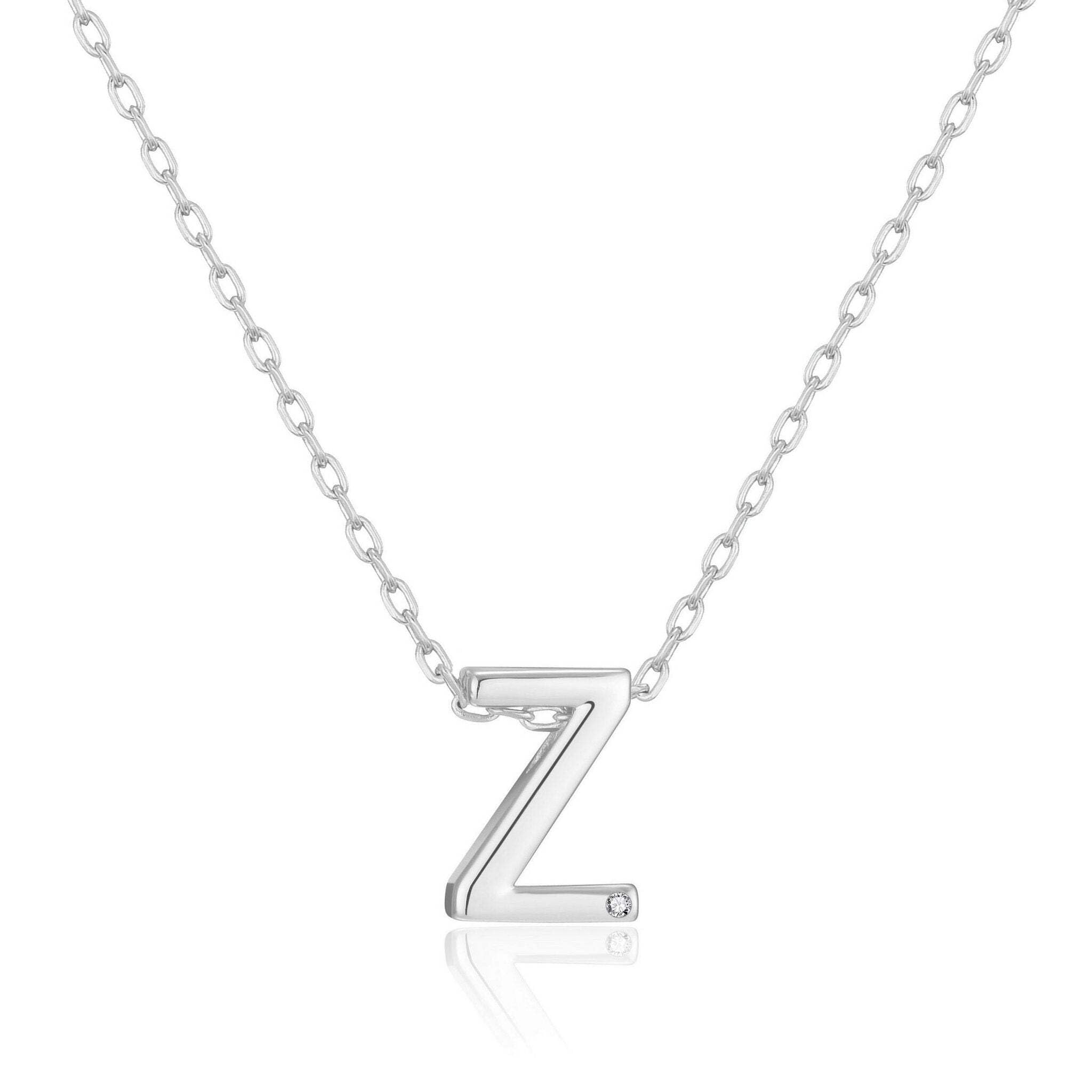 Philip Jones Initial Necklace Letter Z Created with Zircondia® Crystals