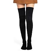 ATRIYFUL Thigh High Socks for Women Extra Long: Cotton Thick Leg Warmers for Outfitting with Long Boot Skirts, Black Stockings for Women