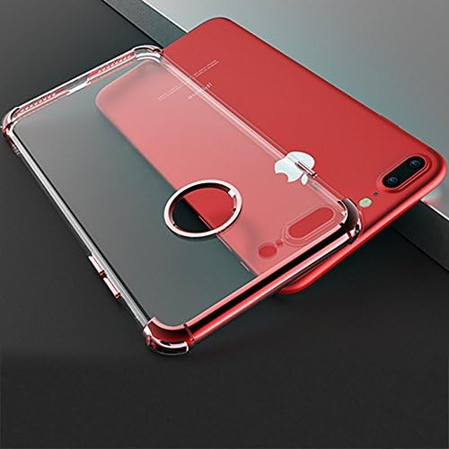 iPhone 8 Plus Clear Case Drop Protective,iPhone 7 plus case,Fineworld Shock Absorption Soft Silicone 3 in 1 Ultra Thin Slim Cover Case for iPhone 8 Plus/iPhone 7 Pluse (Clear- Red edge)