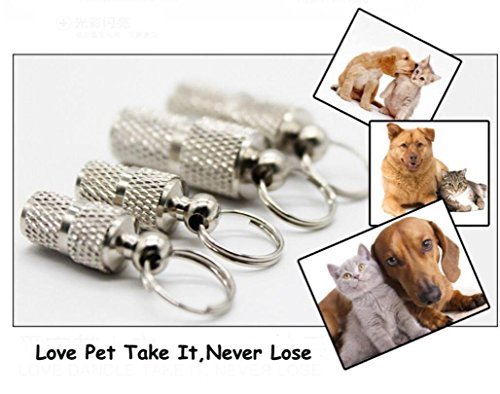 OOEOO Pet ID Tags, Dog Cat Address Label Barrel Storage Tube Silver Identification Card - Thumbnail 6