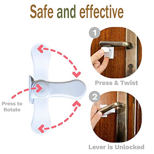 Door Lever Locks(4 Pack), Child Proof Doors & Handles 3M Adhesive