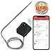 NutriChef Smart Bluetooth BBQ Thermometer - Upgraded Stainless Probe Safe to Leave in Grill, Outdoor Barbecue or Meat Smoker - Wireless Remote Alert iOS Android Phone WiFi App - PWIRBBQ40