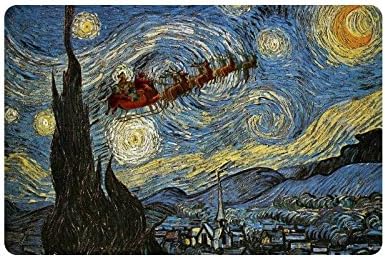 Custom Santa Claus Starry Christmas Night Doormat Entrance Mat Floor Mat Rug Mats Rubber Non Slip 23.6"(L) x 15.7"(W)