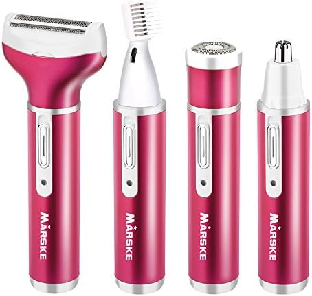 Painless Womens Electric Shavers for Legs and Underarms Ladies Razors Rechargeable 4 in 1 Eyebrows Shaper Nose Trimmer Facial Beard Armpit Private Whole Body Hair Removal for bikini