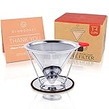 Amazing Pour Over Coffee Filter - Reusable Coffee Dripper Makes Brewing Tasty Coffee Easy - Fits Chemex and Hario V60 Perfectly + Most Mugs and Carafes Too - Pourover Coffeemaker Brews 1-4 10 oz Cups