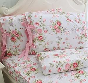 Amazon.com: FADFAY Bed Sheets Pink Rose Floral Print Bed ...