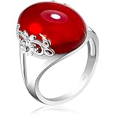 DALEGEM Natural Clear Transparent Crystal Ring for Women,S925 Sterling Silver Edged with Flower Vine Thick Genuine Quartz Gemstone Turkey Ring Jewelry