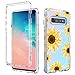 GUAGUA Galaxy S10 Plus Case Samsung S10 Plus Case Clear Transparent Sunflower Floral 3 in 1 Hybrid Hard PC Soft Rubber Cover Shockproof Protective Phone Case for Samsung Galaxy S10 Plus Yellow