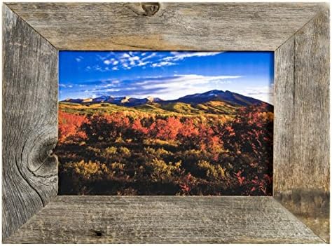 MyBarnWoodFrames - 4x6 Rustic Barnwood Picture Frame, 2 Inch Wide Frame Made from 100% Reclaimed Barn Wood, Made in USA