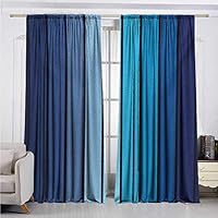 DESPKON-HOME 3D Pattern Print Curtain Home Decoration,Navy Plaques in Blue Tones with Border Lines with Sketchy Details Print Image Soft Darkening Curtains (63W x 72L inch,Dark Blue and Pale Blue)