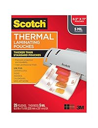 Scotch Laminating Pouches térmica, 8,9 x 11.4 inches, 5 mil de grosor, 25 Pack (tp5854   25)