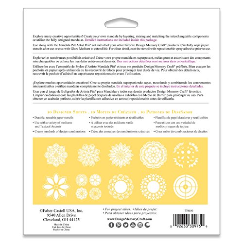 Faber-Castell Mixed Media Paper Stencils - 103 Collection - 13 Reusable Mandala Stencils