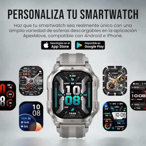 KOSPET Pulse 2 Smartwatch with GPS, 5 ATM and IP69, 15 Days Battery | AMOLED Military Smartwatch 1.96 Inch Heavy Duty LED Flashlight 170+ Sports Heart Rate Sleep for Android iPhone