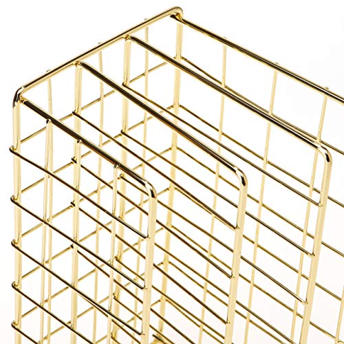 Delifox Mail Sorter - Letter Organizer Metal Desktop File Rack Postcard Holder for Home and Office, Gold