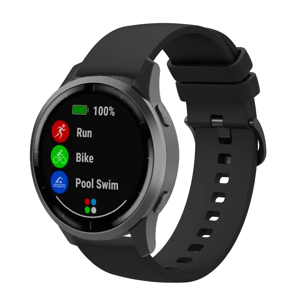 Tyogeephy Silicone Watch Bands for Garmin Vivoactive 4S / Venu 2S / Vivomove 3S, Soft Sport 18mm Quick Release Waterproof Replacement Wristband Strap for Fossil Women's Gen 6 / Gen 5E