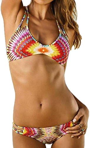Freely 2 Piece Sexy Bandage Vogue Split With Side-tie Bottom Bikini As picture M