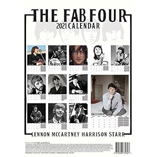 Alternative view of The Beatles FAB Four Calendrier 2021 Grand format (A3) Calendrier mural neuf et scellé
