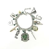 Slytherin Theme Multi Charms Lobster Clasp Bracelet in Gift Box