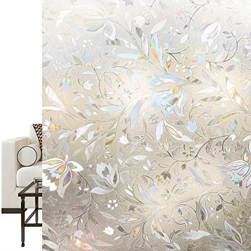 RABBITGOO Premium No Glue 3d Static Decorative Frosted Privacy Window Films for Glass Upgrade Version for Home Kitchen Office 35.4in. by 78.7in. (90 X 200cm)