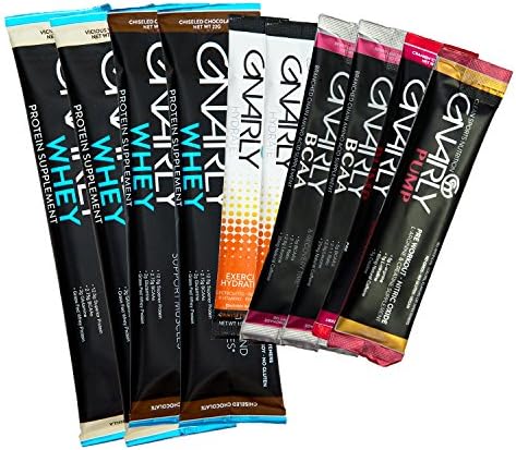 Gnarly Nutrition All Natural Sample Pack || Vanilla Whey and Chocolate Whey Proteins - BCAA - Hydrate Electrolytes - Creatine and Nitric Oxide Booster