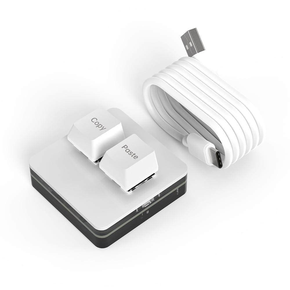 BRIMFORD Programmable Keypads USB-C Customized Copy Paste Mini 2 Keys with LED Light Mechanical Hot Swap Macro Keyboard (Black)