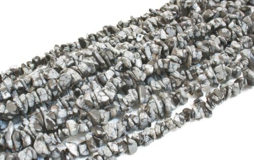 Snowflake Obsidian Chip Nugget Necklace 36 Inch With Free Clasp Free Shipping