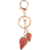 ARFUKA Keychain Rhinestone Strawberry Model Pendant Keyring Key Ring Bag Charm Jewellery Christmas Birthday Gift Keychains Key Chain Key Ring Holder for Women