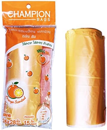 Roll Trash Bags Orange Scented Waste Bin 8-9 Gallon Size 24"x 28" (15)