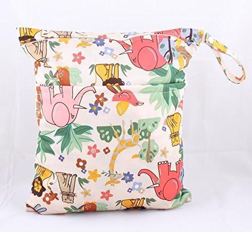 YOIOY 2-Zip Washable Baby Cloth Diaper Nappy Bag Elephant Pattern