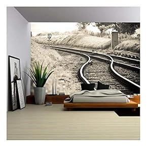 Old Fashioned Rail Tracks Merging into One - Removable Wall Mural | Self-Adhesive Large Wallpaper - 66x96 inches