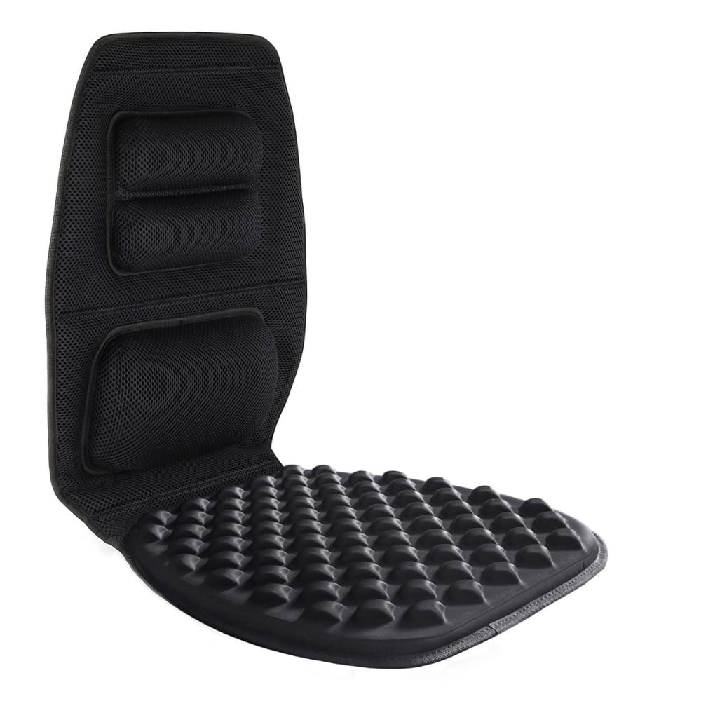FOMI Premium Gel Cushion and Firm Back Support | Seat Cushion Pad and Upper Lower Thoracic and Lumbar Pillow for Car, Office Chair | Pressure Sore, Coccyx Pain Relief | Posture Aid (Bubble Gel)