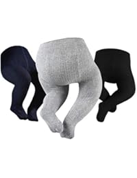 Baby Girls Cable Knitted Tights Infant Full-Footed Seamless Cotton Tights New-born Girls Seamless Leggings Black/Grey/Navy 6-12 Months