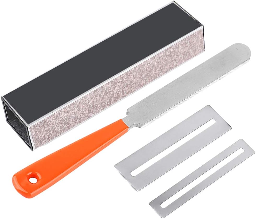 Guitar Fingerboard Luthier Tool Set Fret Crowning Luthier File, Fret Sanding Leveler Beam Leveling Bar, Fingerboard Guards, Sanding Paper Pack of 6