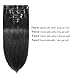 14 inch 80g Clip in Hair Extensions Human Hair 100% Double Drawn Human Hair Extensions 8 Pieces Thick To The End #1 Jet Black