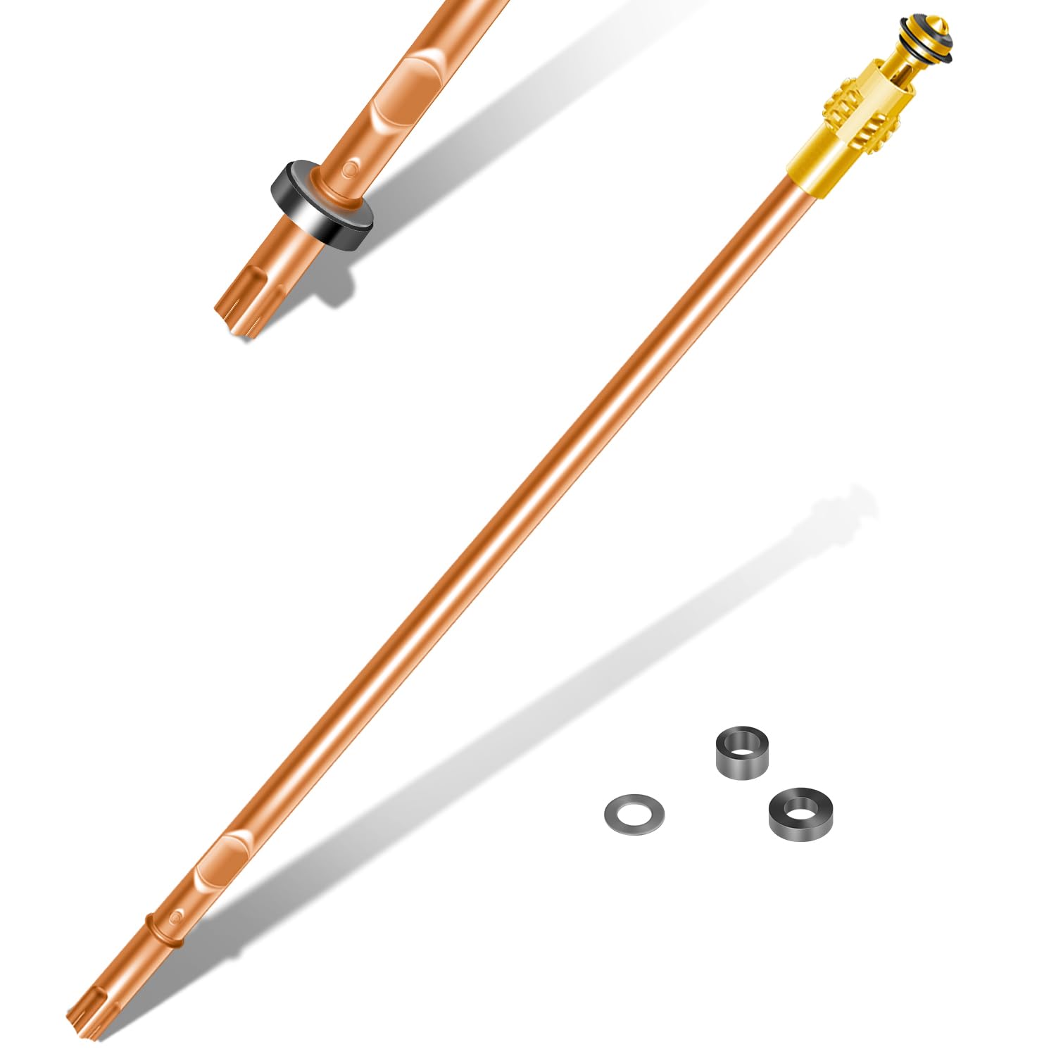 Photo 1 of 123-0094 14" Replacement Stem for 10" Frost-Proof Wall Hydrant, Compatible with Mansfield Old-Style 500 Series – Full-Turn 360° Stem with Left/Right Graphite Packing for 578-10/590-10 Repair