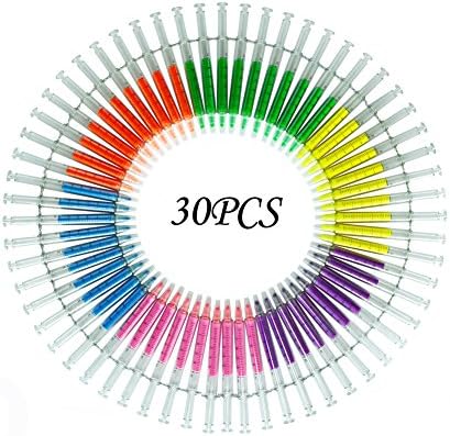 Bokit 30pcs Syringe Highlighters Fluorescent Pen, Syringe Pens, 6 Colors